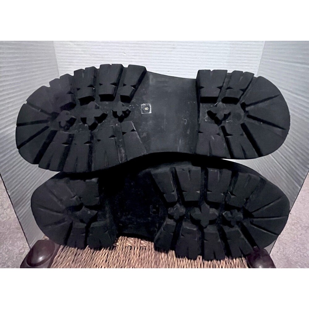 Steve Madden Rex Black Leather Platform Boots Womens 8 Black Wednesday Adams Y2K - Picture 6 of 10